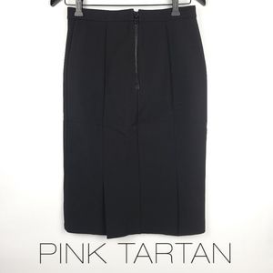 NWOT PINK TARTAN Pencil Skirt Dbl Vented Sz 4 Black Rear Zip Closure